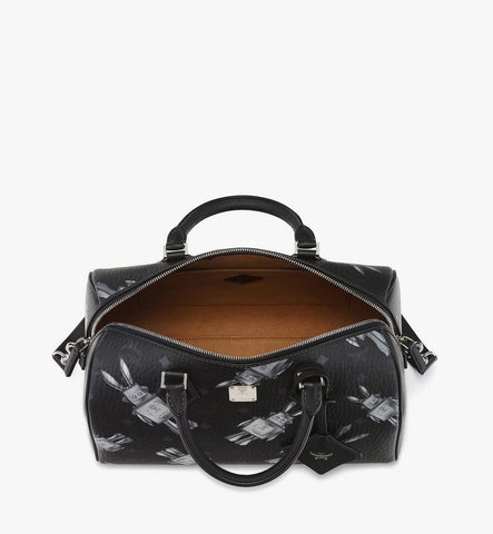 MWBGSEA05BK001-Ella Boston Bag in Rabot Visetos|BLACK
