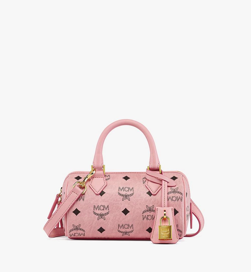 MWBESEA01PZ001-Ella Boston Bag in Visetos|Soft Pink