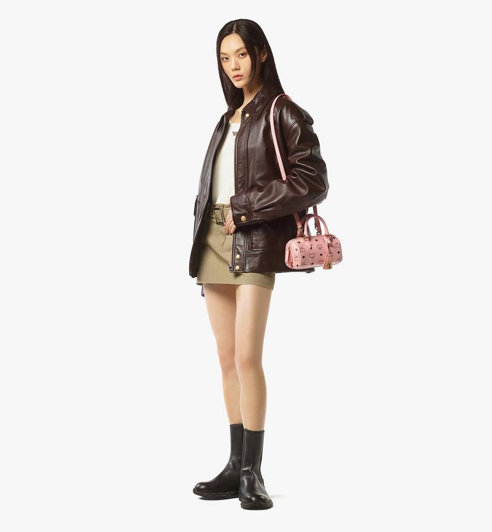 MWBESEA01PZ001-Ella Boston Bag in Visetos|Soft Pink