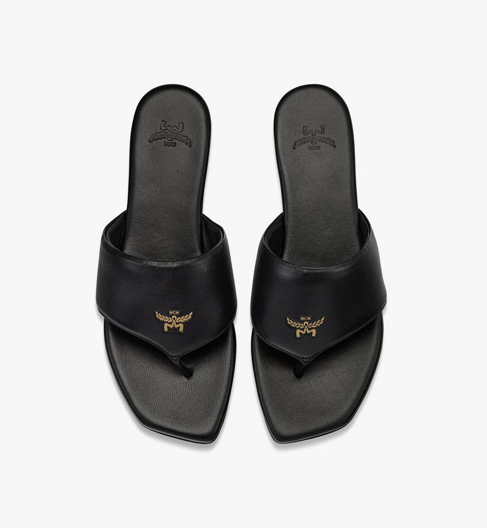 MESFSMM05BK039-Flat Sandals in Lambskin|Black
