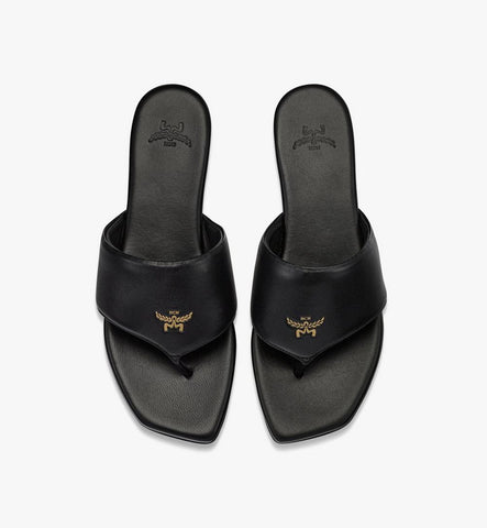 MESFSMM05BK039-Flat Sandals in Lambskin|Black