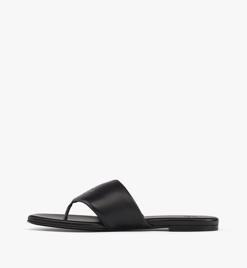 MESFSMM05BK036-Flat Sandals in Lambskin|Black