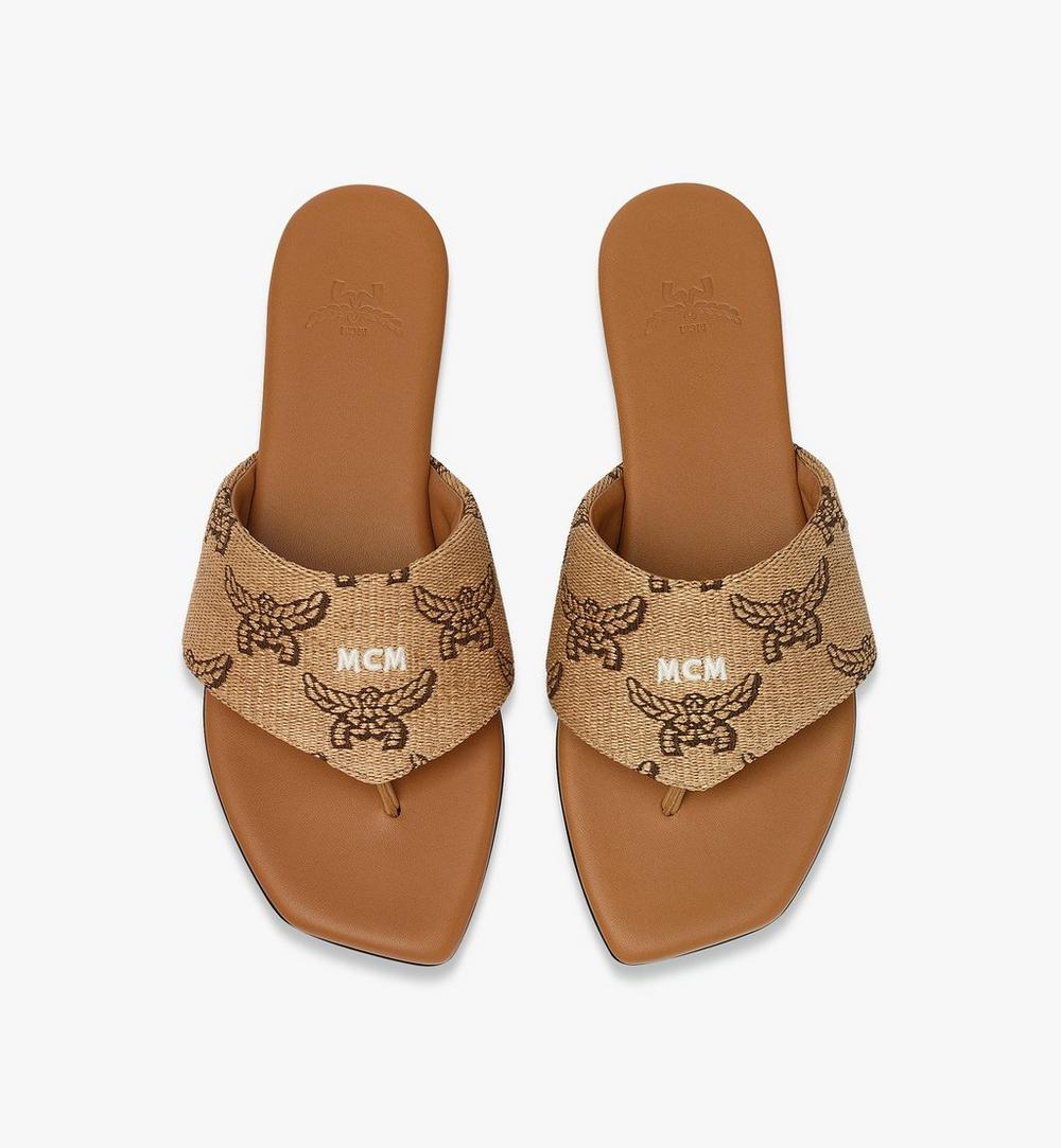 MESFSMM04IN039-Flat Sandals in Lauretos Raffia Jacquard|Natural