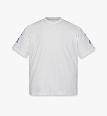 MHTFSMM04WT00L-Gradation Laurel Logo Print T-Shirt in Organic Cotton|White