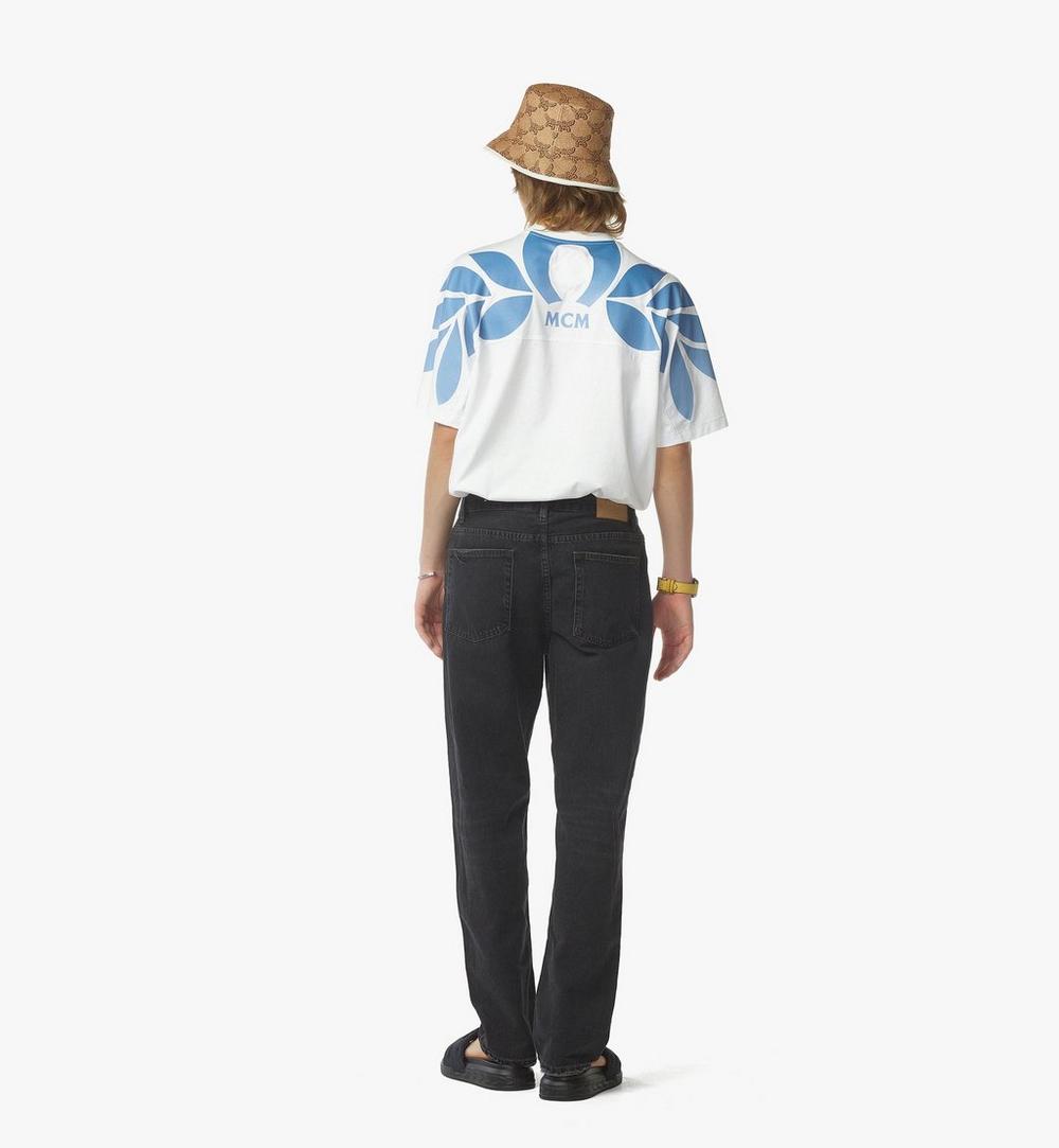 MHTFSMM04WT0XS-Gradation Laurel Logo Print T-Shirt in Organic Cotton|White