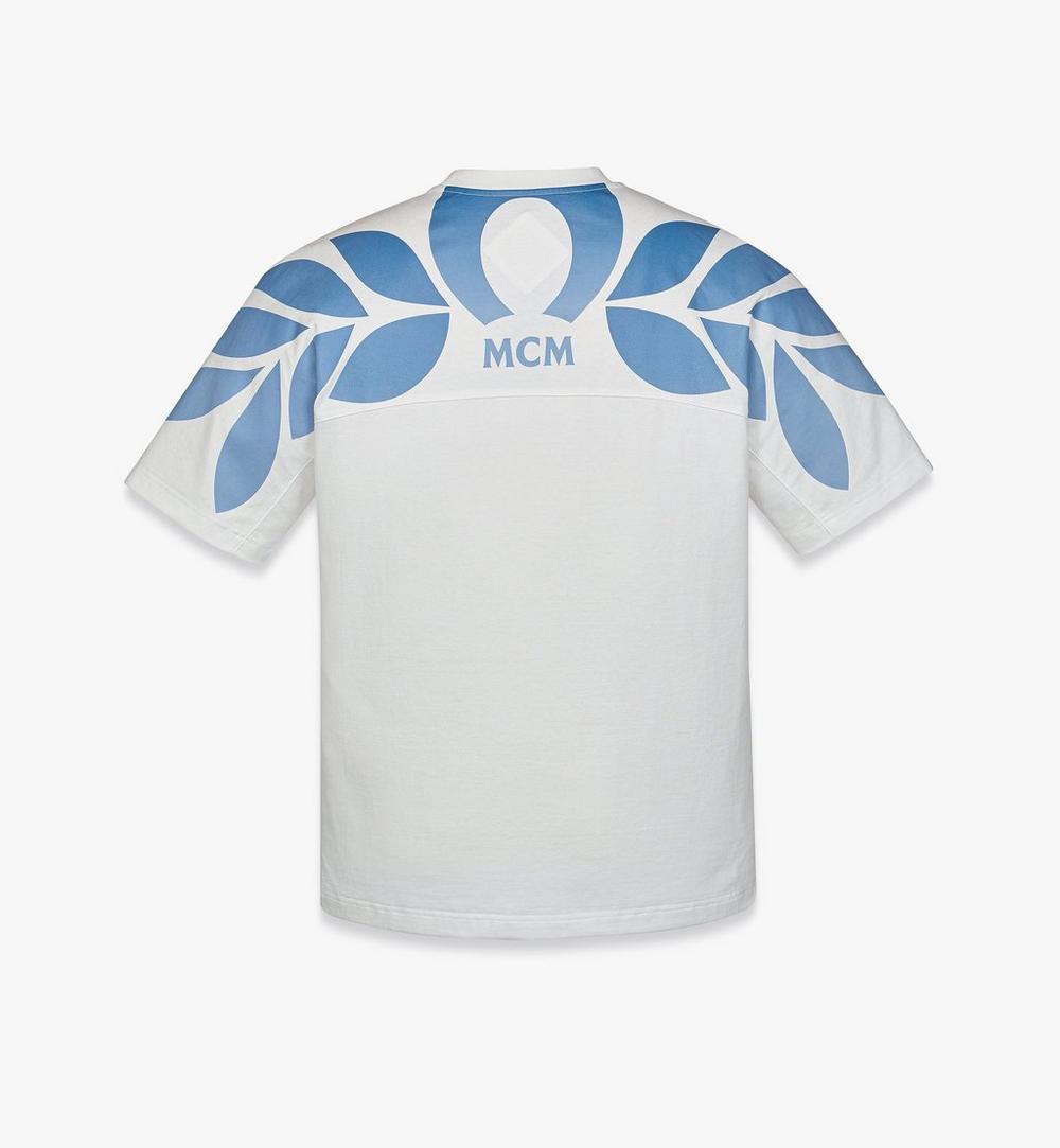 MHTFSMM04WT00M-Gradation Laurel Logo Print T-Shirt in Organic Cotton|White