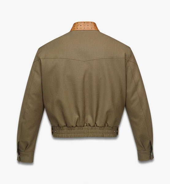 Jacket in Wool Twill and Monogram Print Leather image 2