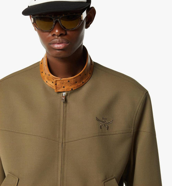 Jacket in Wool Twill and Monogram Print Leather image 4