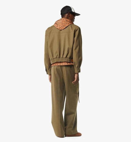 Jacket in Wool Twill and Monogram Print Leather image 7