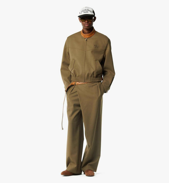 Jacket in Wool Twill and Monogram Print Leather image 3