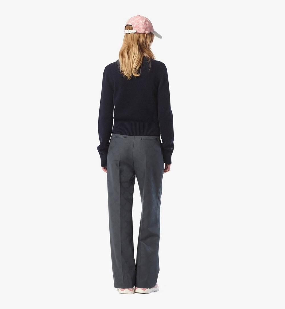 MFEFSMM01VC00L-Laurel Cropped Sweater in Wool and Recycled Cashmere|NAVY BLAZER