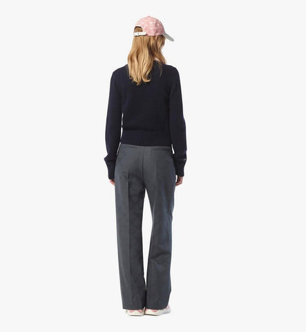 MFEFSMM01VC00L-Laurel Cropped Sweater in Wool and Recycled Cashmere|NAVY BLAZER