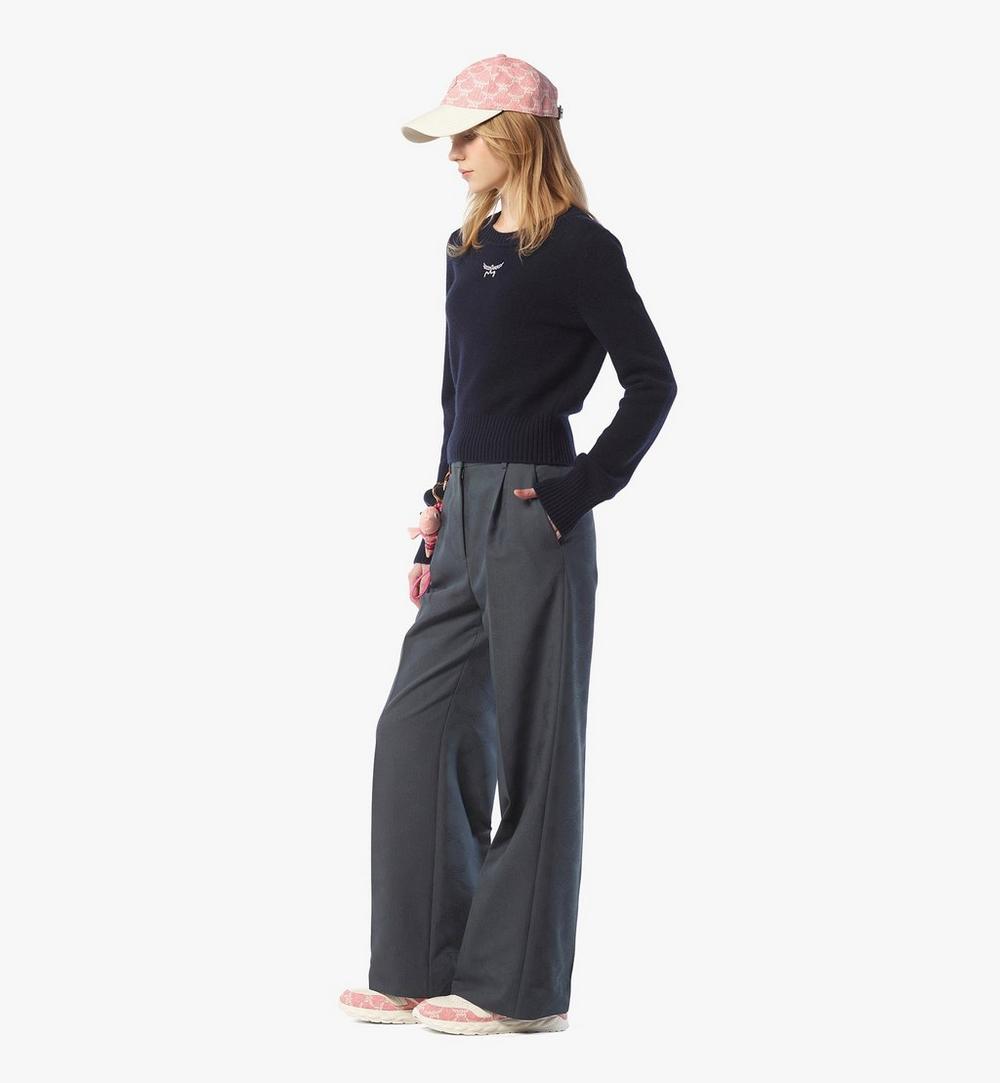 MFEFSMM01VC0XS-Laurel Cropped Sweater in Wool and Recycled Cashmere|NAVY BLAZER