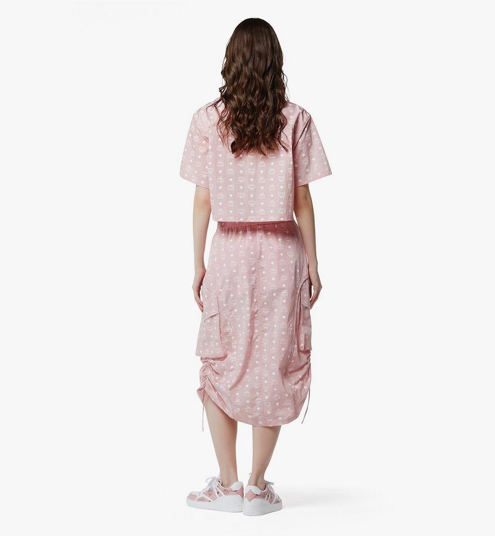MFTFAMM03PZ00L-Laurel Cropped T-Shirt in Organic Cotton and Monogram ECONYLÂ®|Soft Pink