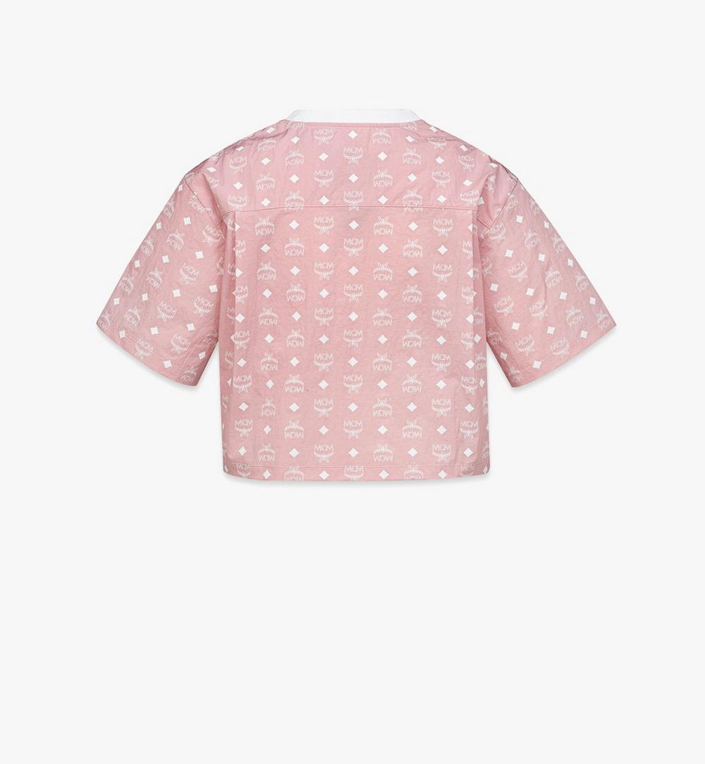 MFTFAMM03PZ00M-Laurel Cropped T-Shirt in Organic Cotton and Monogram ECONYLÂ®|Soft Pink