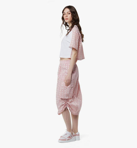 MFTFAMM03PZ0XS-Laurel Cropped T-Shirt in Organic Cotton and Monogram ECONYLÂ®|Soft Pink