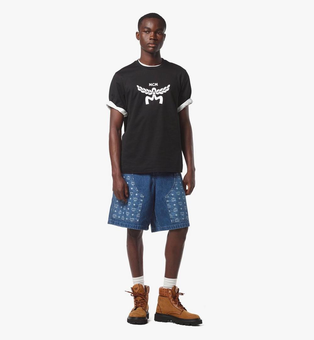 MHTFSMM01BK00S-Laurel Logo Print T-Shirt in Organic Cotton|Black