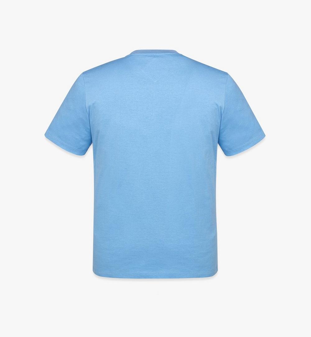 MHTFSMM01L800M-Laurel Logo Print T-Shirt in Organic Cotton|Della Robbia Blue