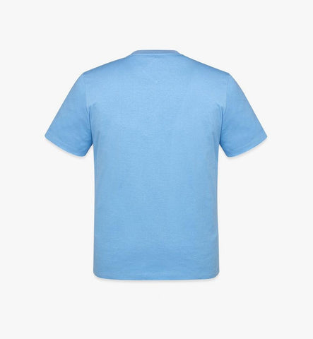 MHTFSMM01L800M-Laurel Logo Print T-Shirt in Organic Cotton|Della Robbia Blue