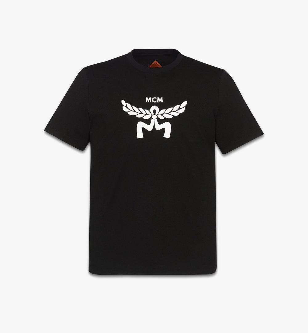 MHTFSMM01BK00L-Laurel Logo Print T-Shirt in Organic Cotton|Black