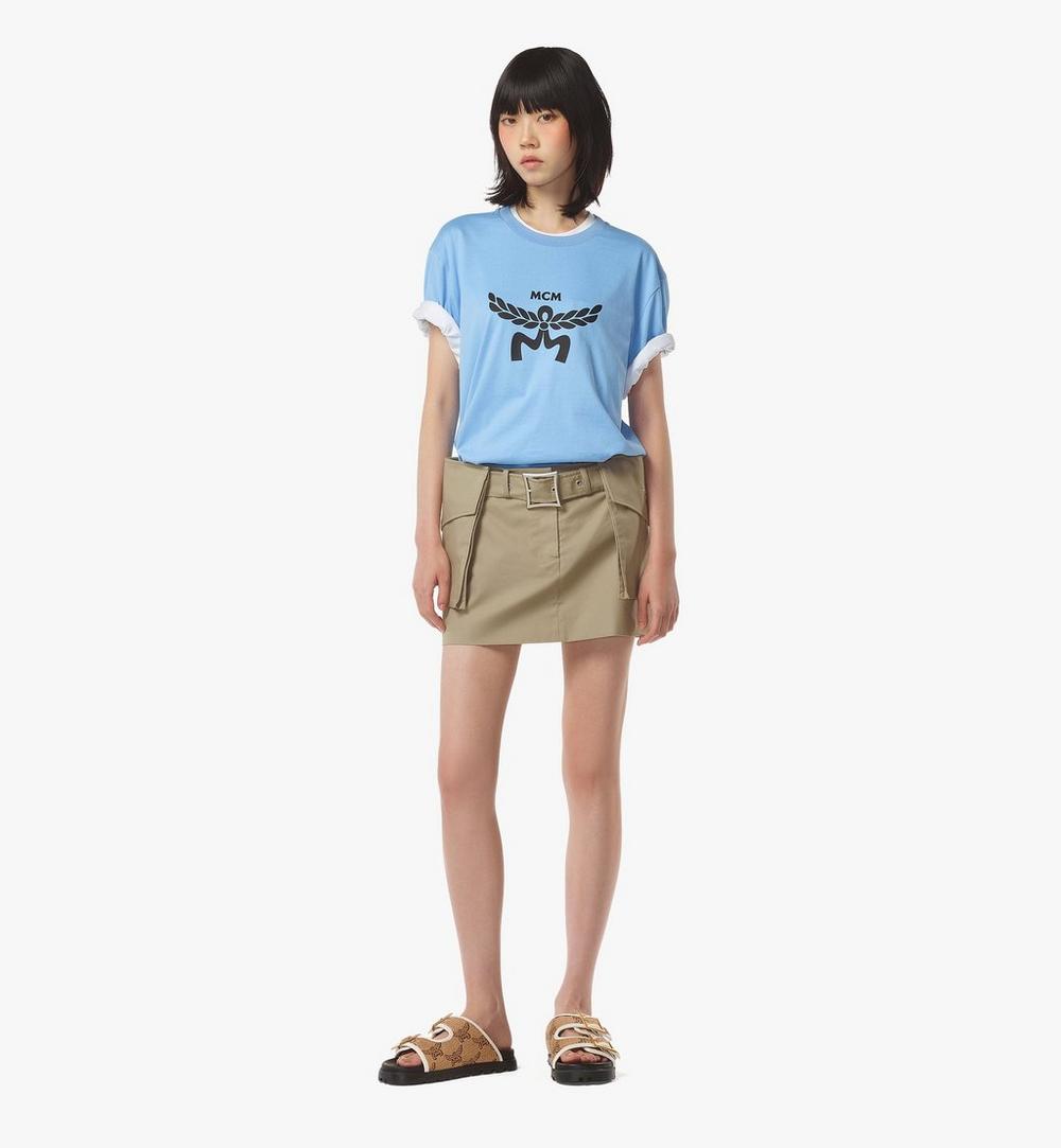 MHTFSMM01L82XL-Laurel Logo Print T-Shirt in Organic Cotton|Della Robbia Blue