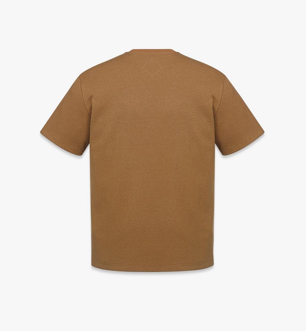 MHTESMM02CO00M-Logo Patch Bouclé T-Shirt|Cognac