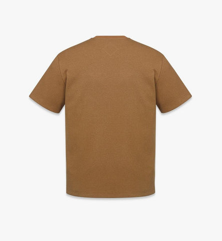MHTESMM02CO00M-Logo Patch Bouclé T-Shirt|Cognac