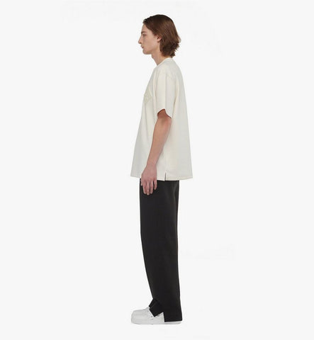 MHTESMM02WI00L-Logo Patch Bouclé T-Shirt|IVORY