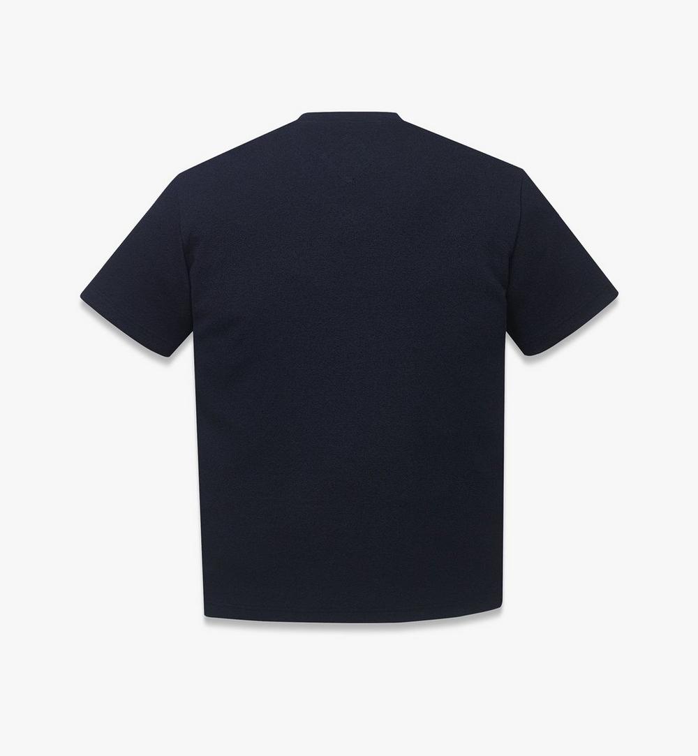 MHTESMM02VC00M-Logo Patch Bouclé T-Shirt|Dark Navy