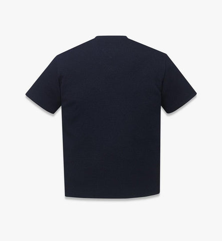MHTESMM02VC00M-Logo Patch Bouclé T-Shirt|Dark Navy