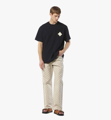 MHTESMM02VC00S-Logo Patch Bouclé T-Shirt|Dark Navy