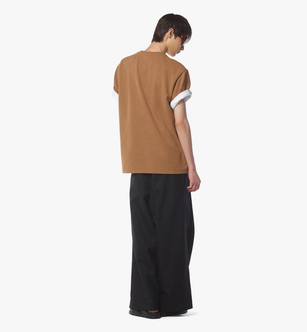 MHTESMM02CO2XL-Logo Patch Bouclé T-Shirt|Cognac