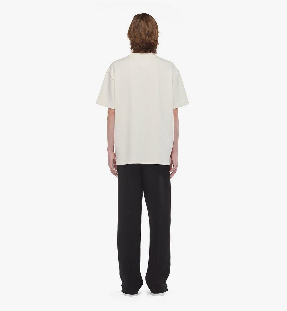 MHTESMM02WI2XL-Logo Patch Bouclé T-Shirt|Ivory