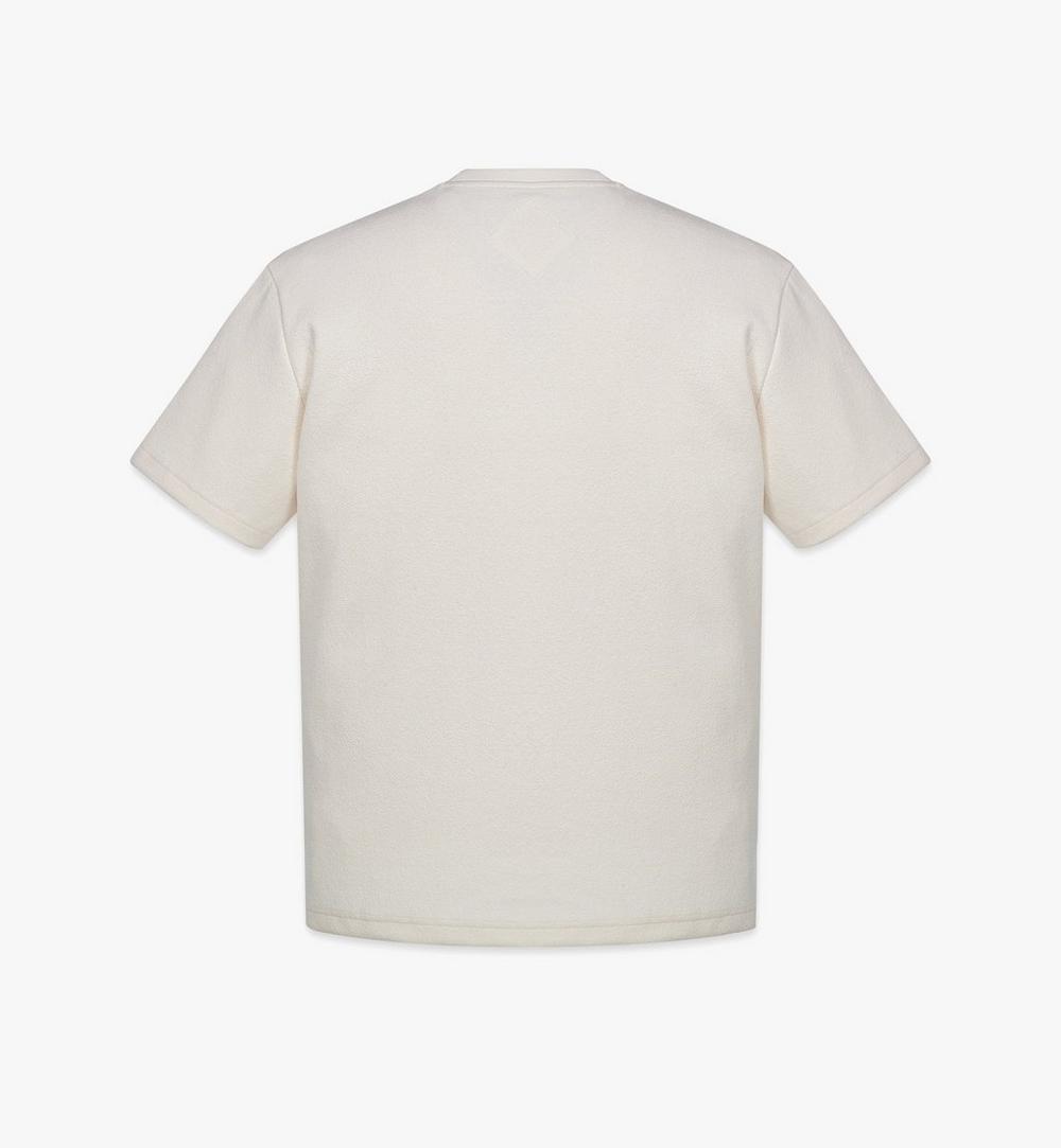 MHTESMM02WI00M-Logo Patch Bouclé T-Shirt|Ivory