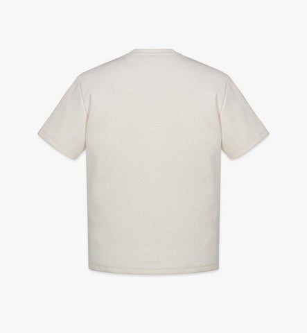 MHTESMM02WI00M-Logo Patch Bouclé T-Shirt|Ivory