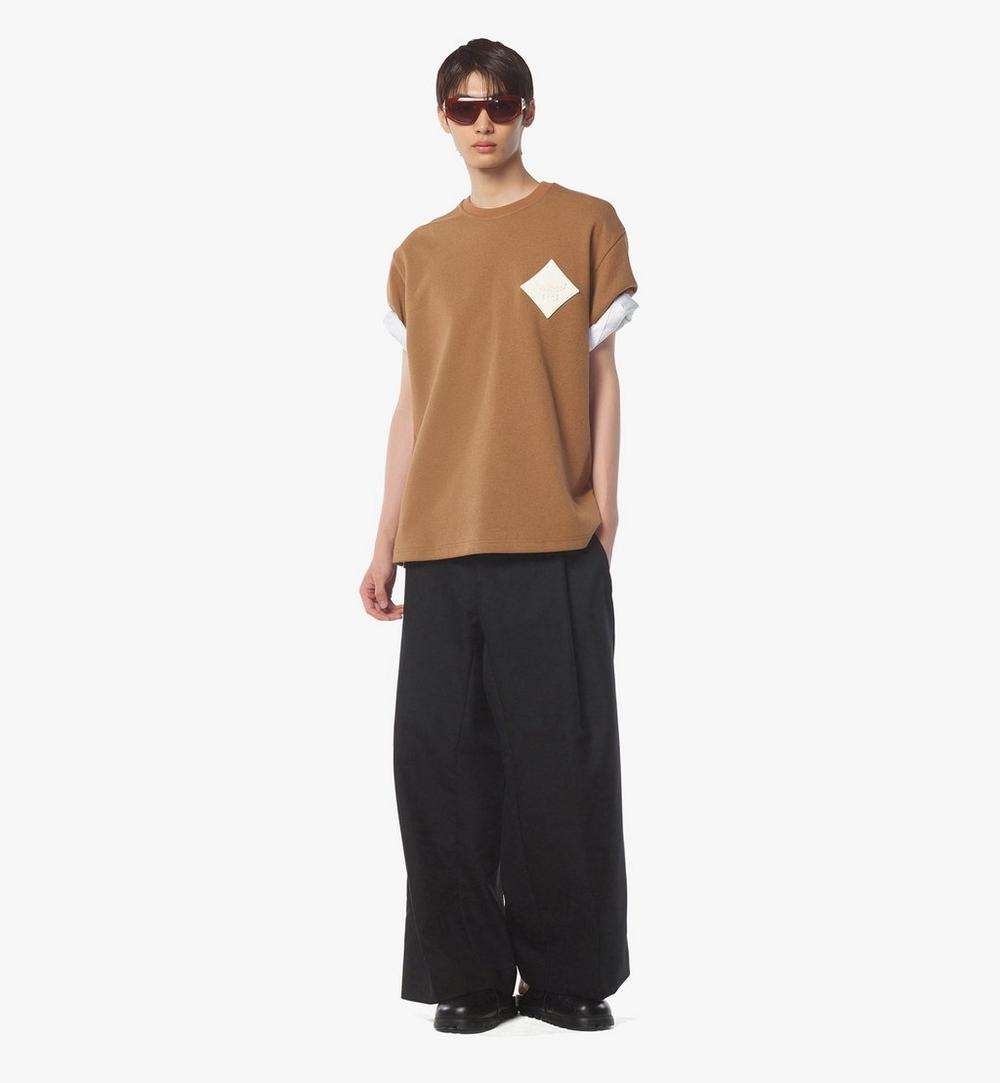MHTESMM02CO00S-Logo Patch Bouclé T-Shirt|Cognac