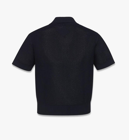MHTFSMM11VC00S-Logo Patch Mesh Knit Polo|Navy Blazer