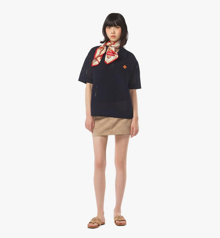 MHTFSMM11VC00M-Logo Patch Mesh Knit Polo|Navy Blazer