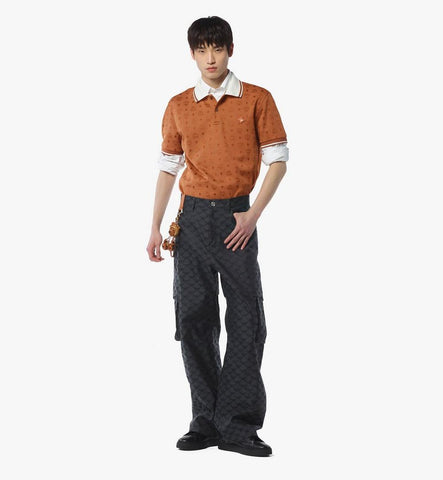 MHTFAMM01CO00L-M MCM COL MN PIQUE JQD POLO CO, LARGE|COGNAC