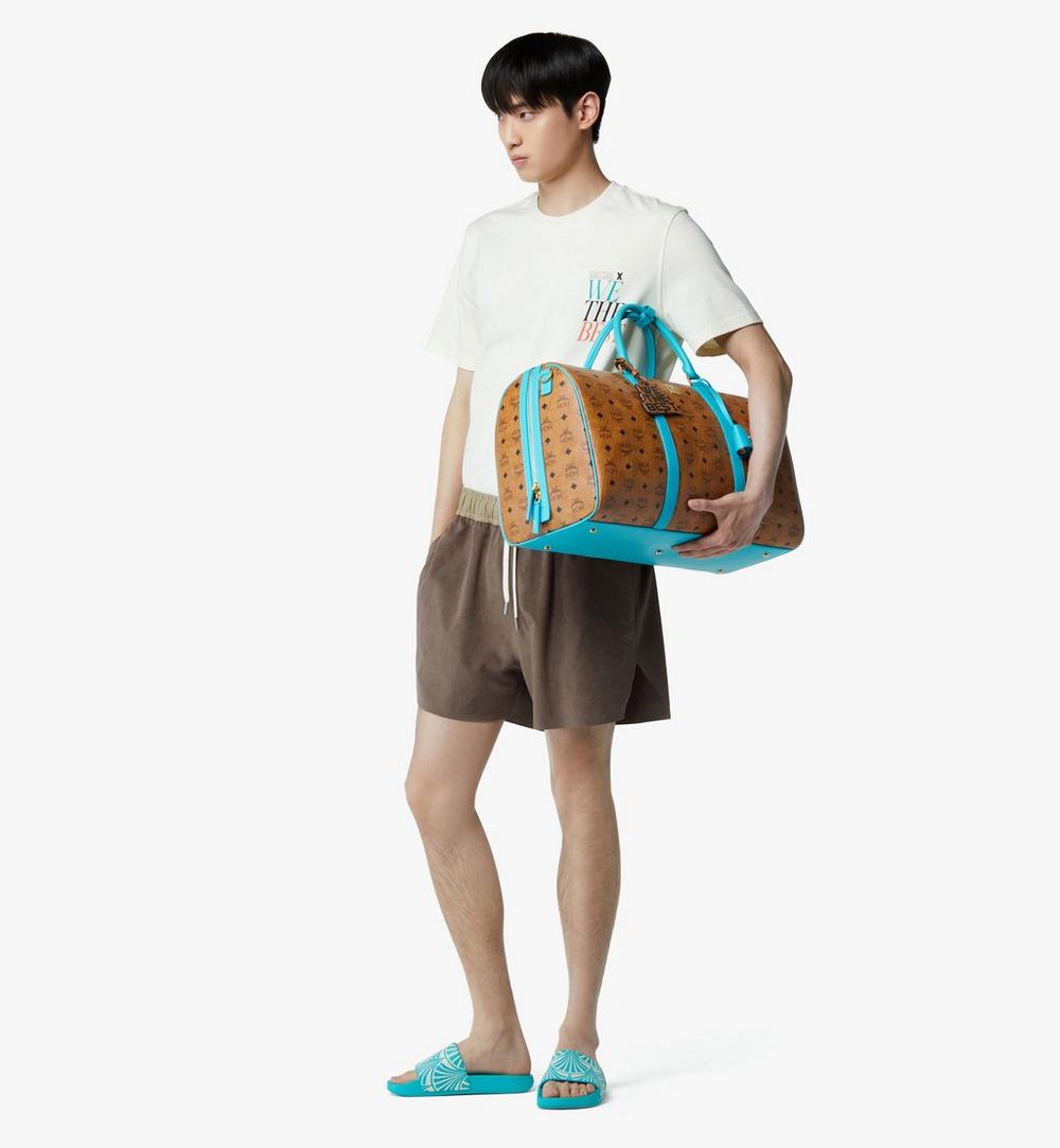 MMVGATT08CO001-MCM x We The Best Ottomar Weekender Bag in Visetos|Cognac