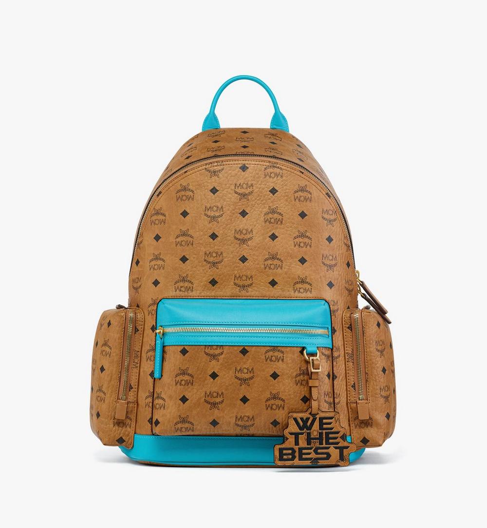 MMKGAVE09CO001-MCM x We The Best Stark Backpack in Visetos|Cognac