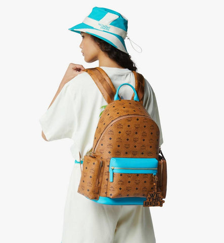 MMKGAVE09CO001-MCM x We The Best Stark Backpack in Visetos|Cognac