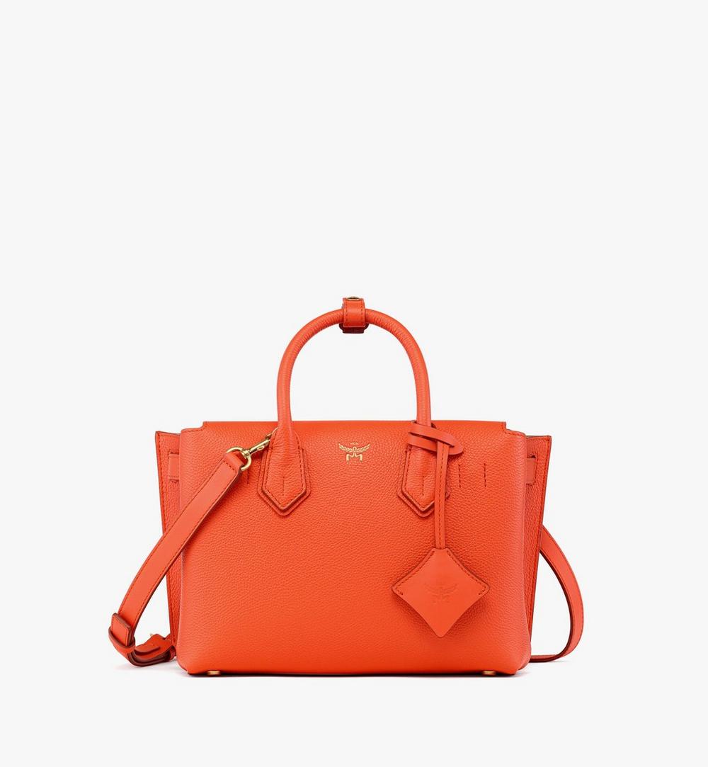 MWTGAMA02OQ001-Milla Tote in Grained Leather|Orangeade