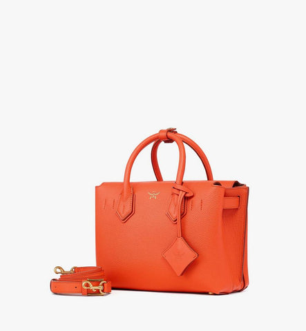 MWTGAMA02OQ001-Milla Tote in Grained Leather|Orangeade