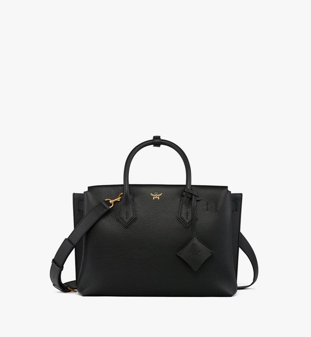 MWTGSMA01BK001-Milla Tote in Spanish Embossed Leather|BLACK