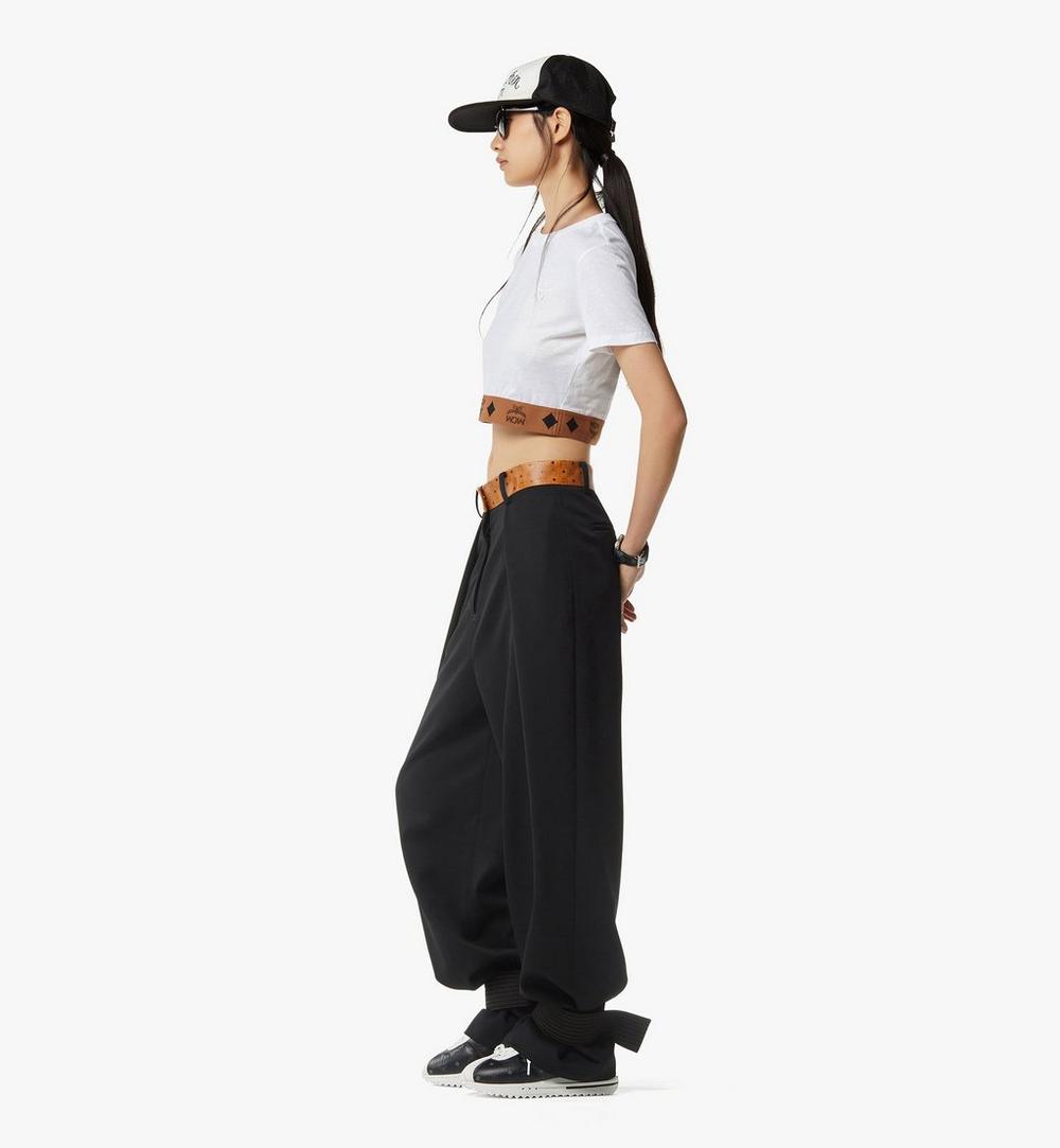 MFTGSMM05WT00L-Monogram Cropped T-Shirt in Organic Cotton|White