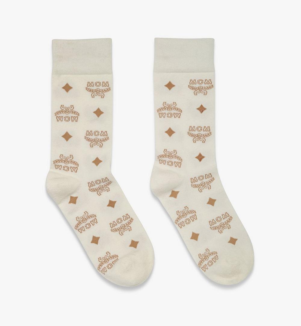 MEZCAMM17WL0ML-Monogram Knit Socks|WHITE (BEIGE)
