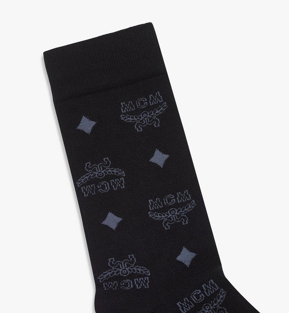 MEZCAMM17F00SM-Monogram Knit Socks|BLACK + GREY