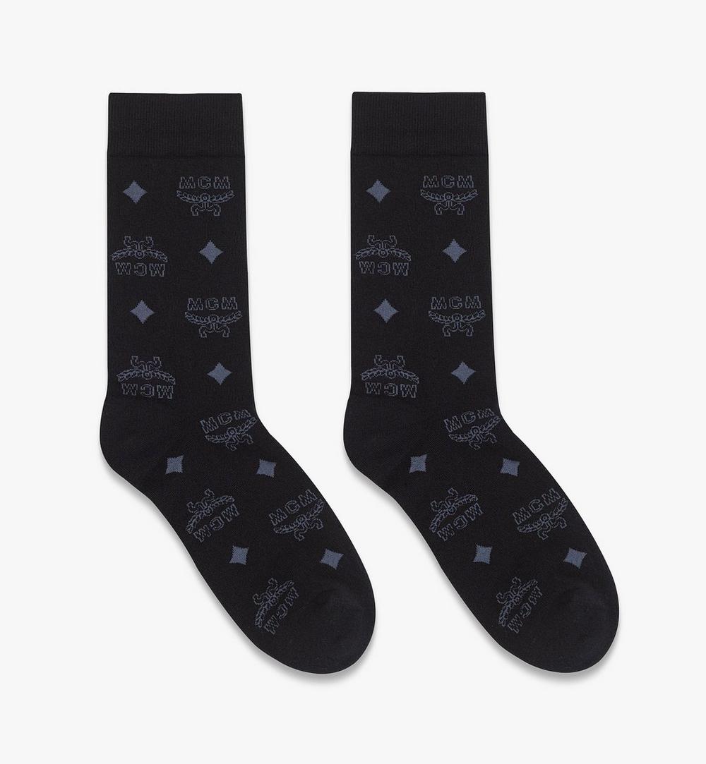 MEZCAMM17F00ML-Monogram Knit Socks|BLACK + GREY