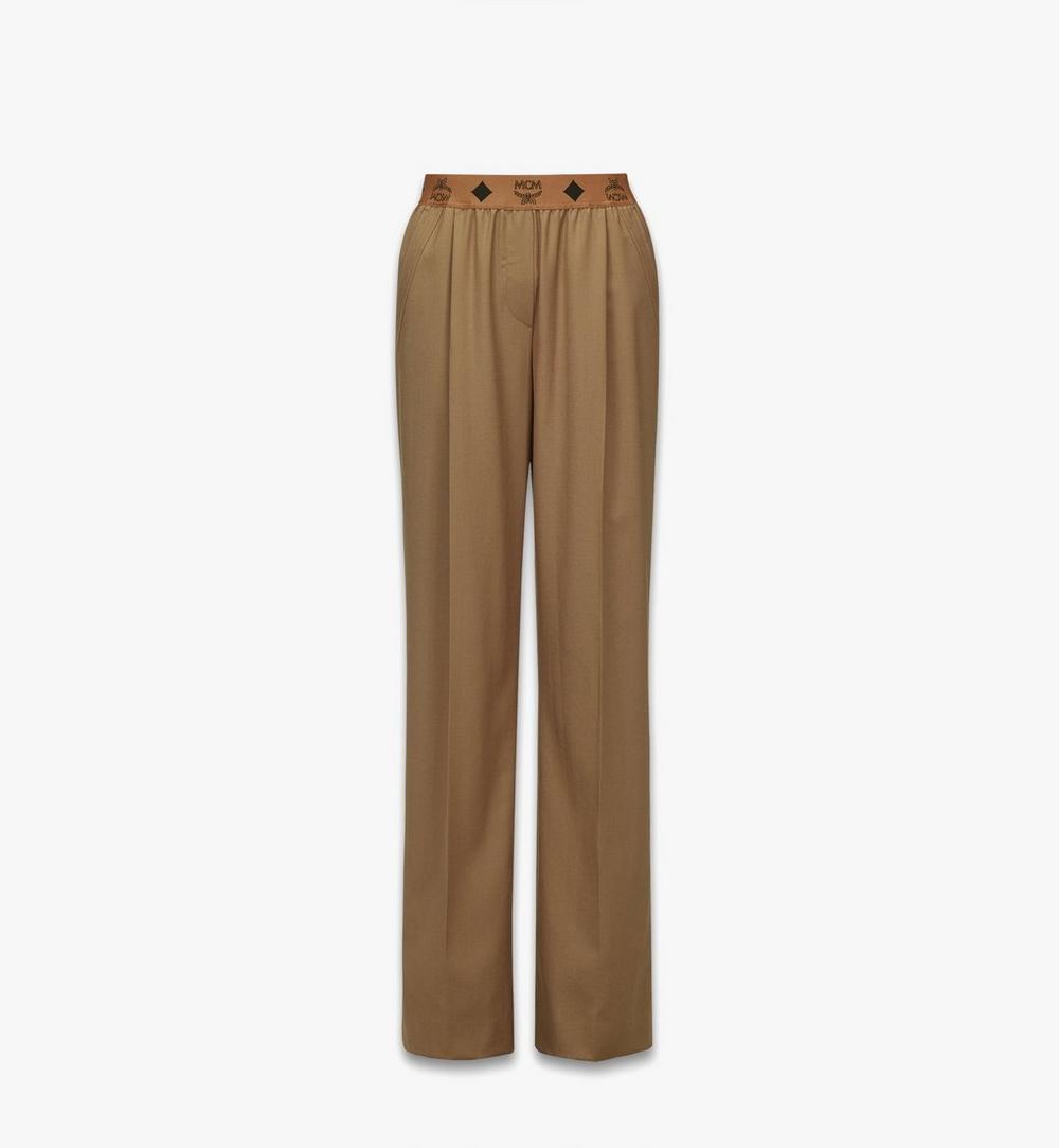 MFPGSMM03NL038-Monogram Pants in Wool Twill|Light Brown